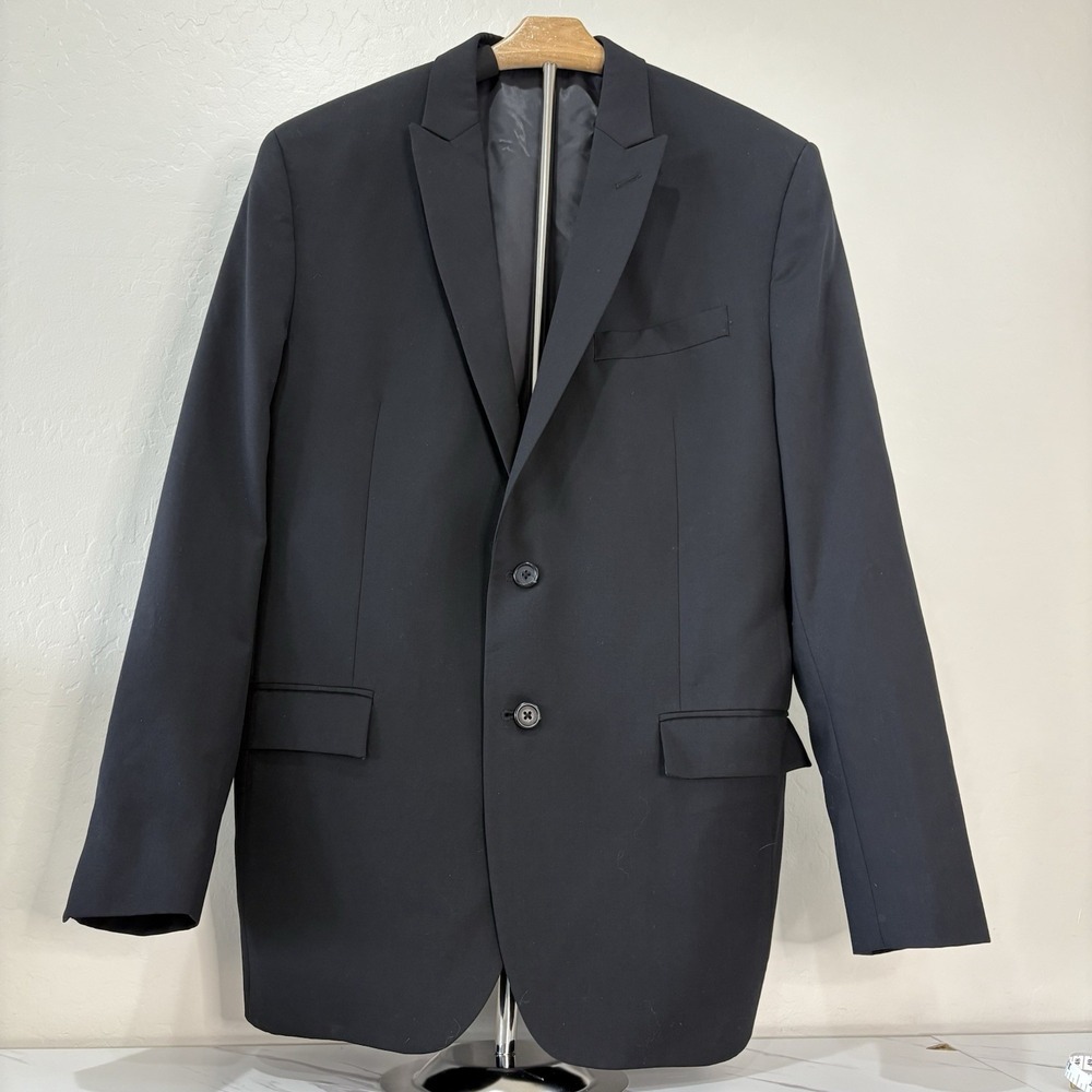 Egara men's 44R slim fit blazer black sport coat wool suiting 2-button